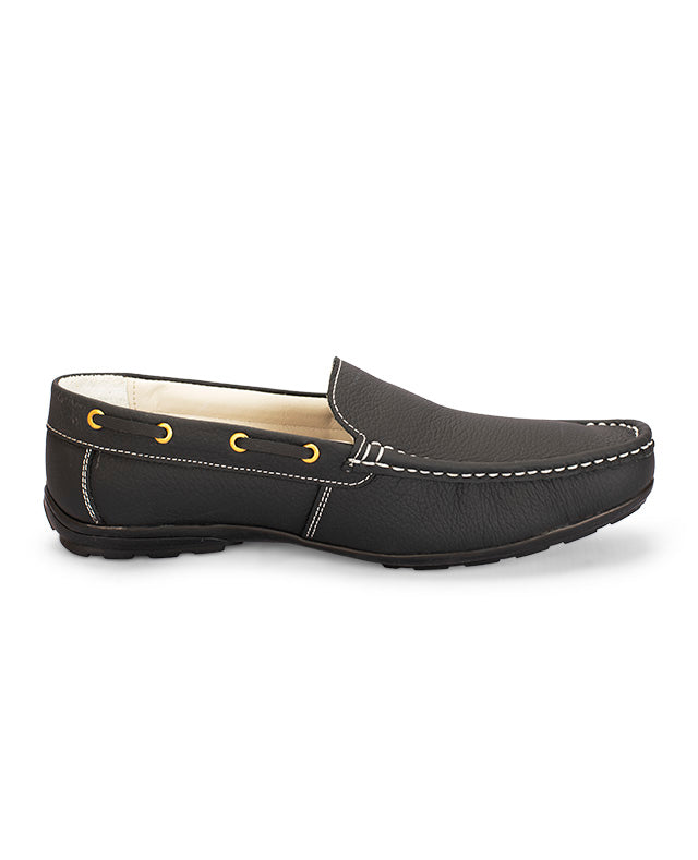 Men's leather loafer Black Shoes 00896