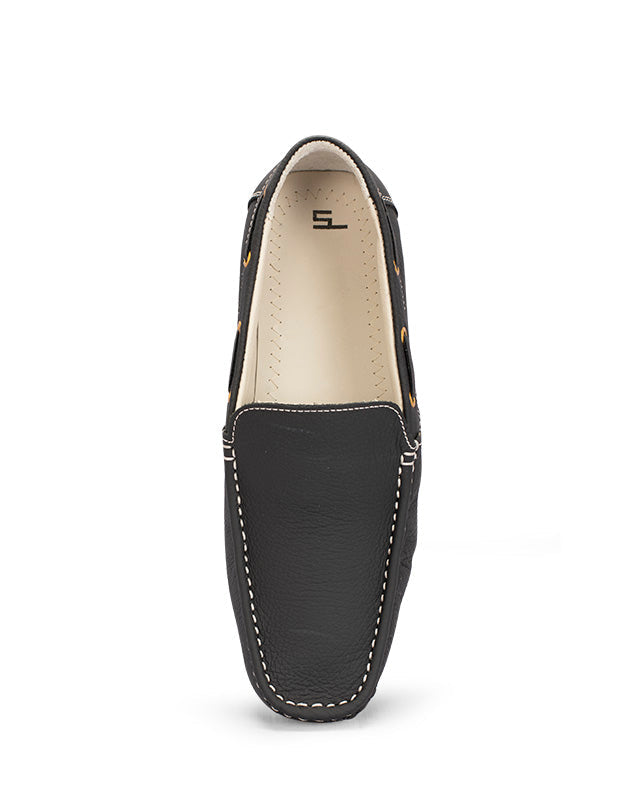 Men's leather loafer black Shoes 18396