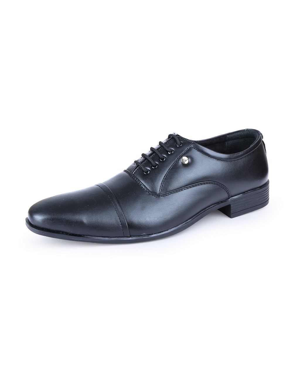 Men's leather pointed oxford black shoes 02092
