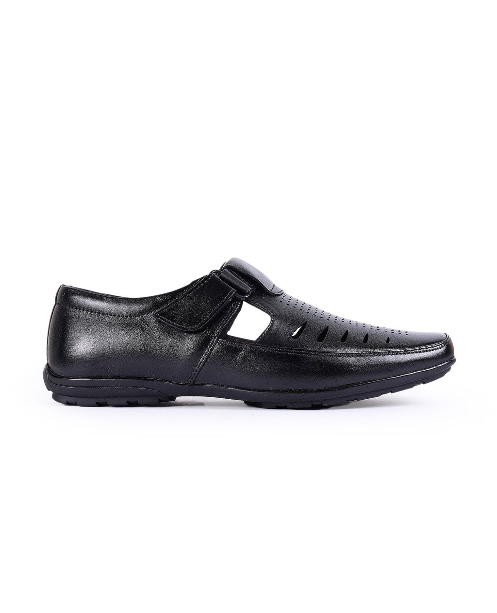 Men's leather Fisherman black Sandals 10801