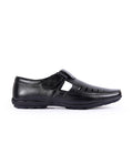 Men's leather Fisherman black Sandals 10801