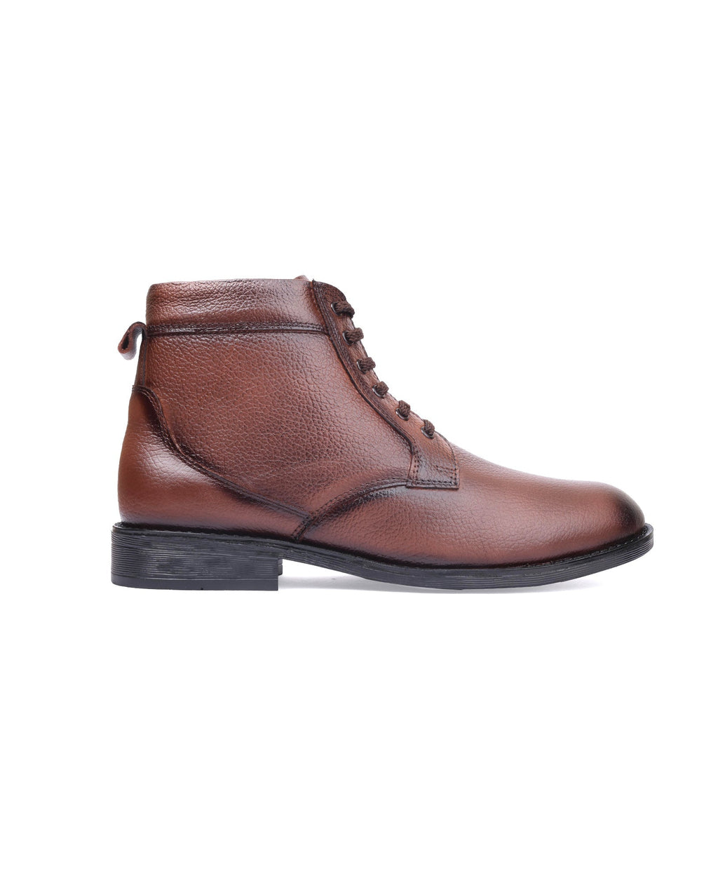 Men's leather high ankle brown shoes 200258