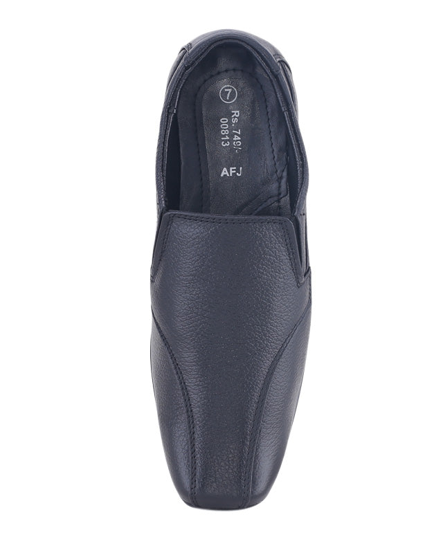 Men's leather black shoes 00813